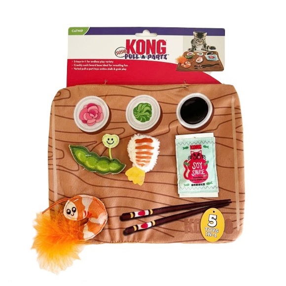 KONG Cat Pull-A-Partz Sushi Interactive Velcro Mat Toy - Picture 1 of 7